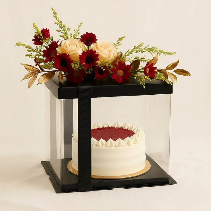 The Elegant Debutante Duo: Red Velvet Cake & Autumn Floral Box